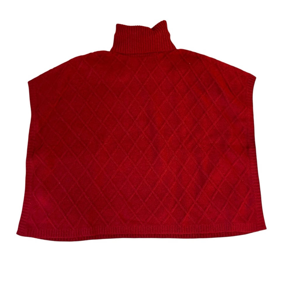 Loft Red Turtleneck Women's Sweater Poncho NWT size M/L Acrylic Wool Blend